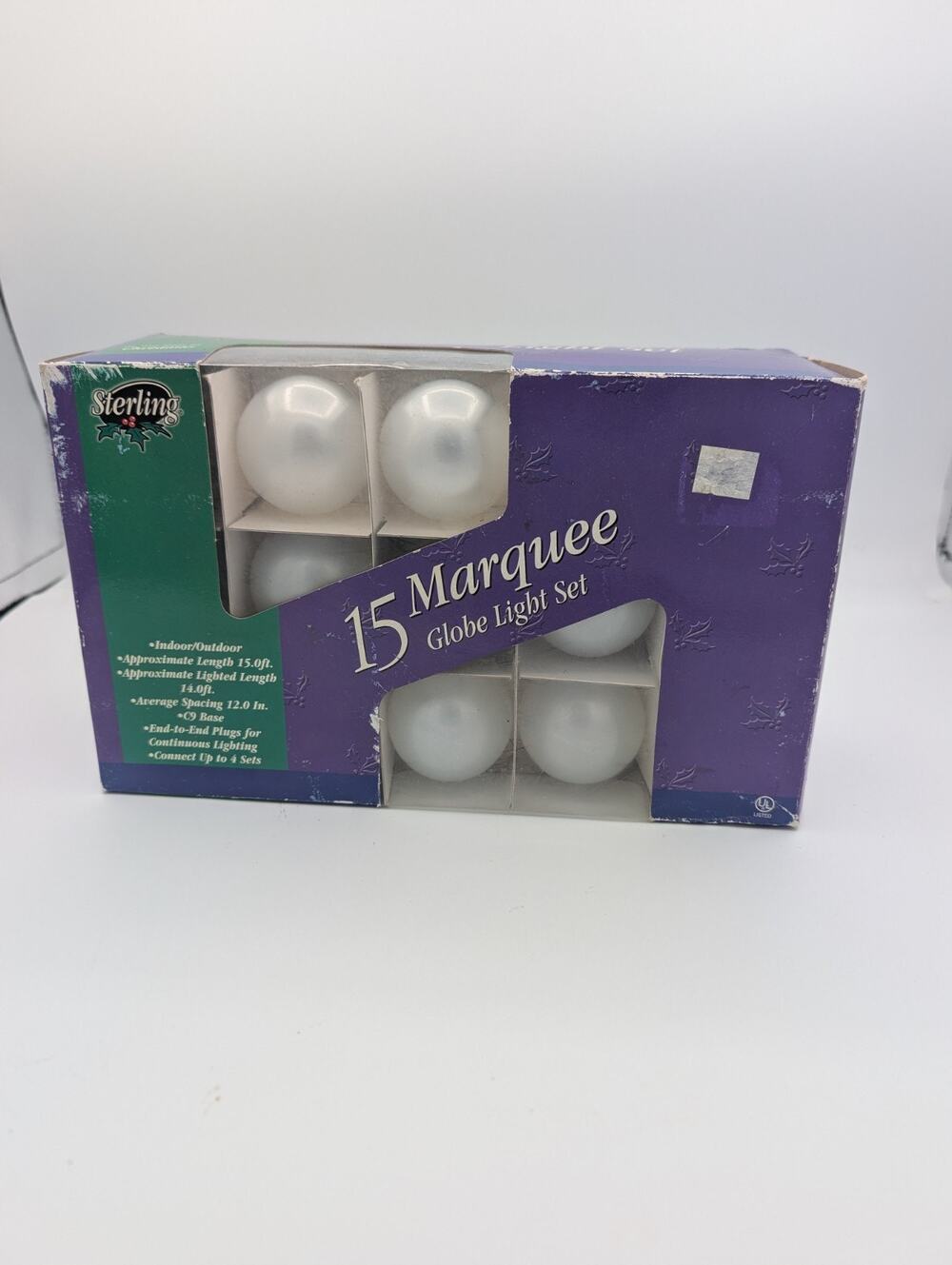 Sterling 15 Marquee Light Set With Globe Bulbs 14 ft C9 NIB